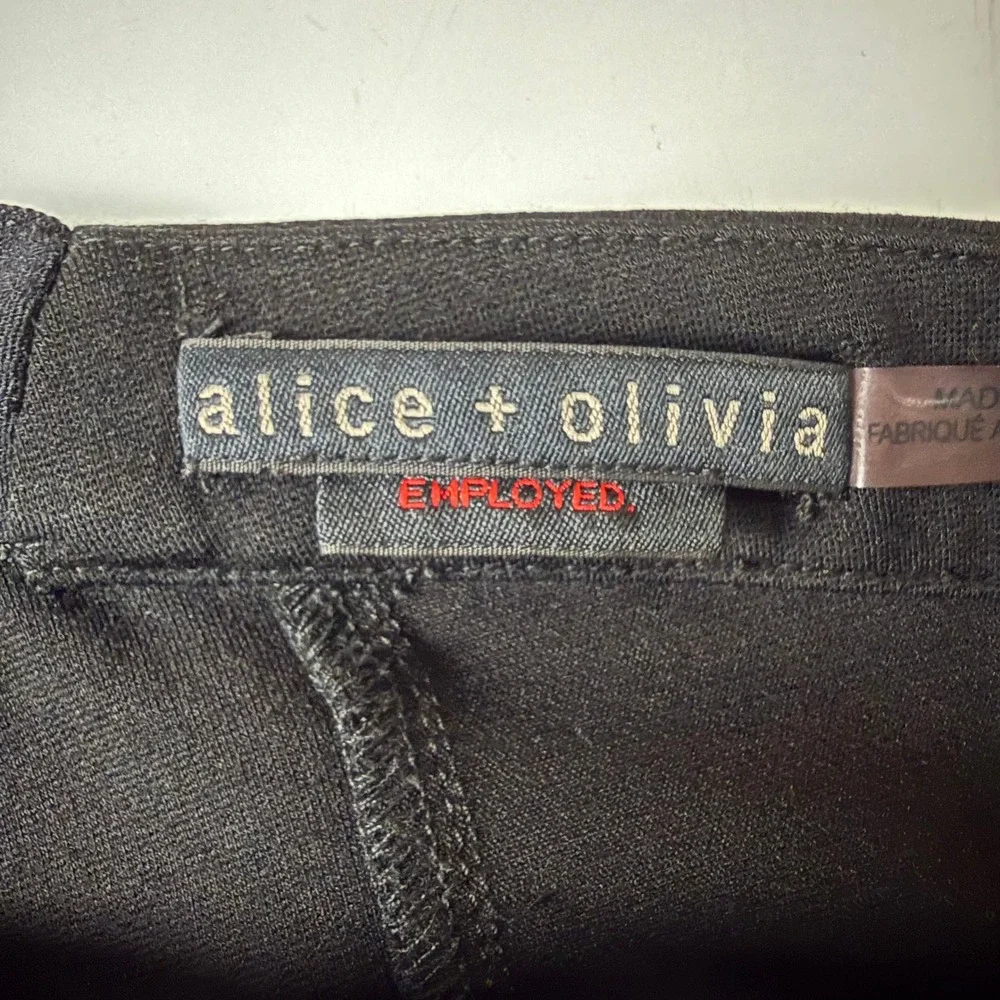 Alice + Olivia Leggings Womens 4 Black Ponte Front Seam Back Zip Slim Pants